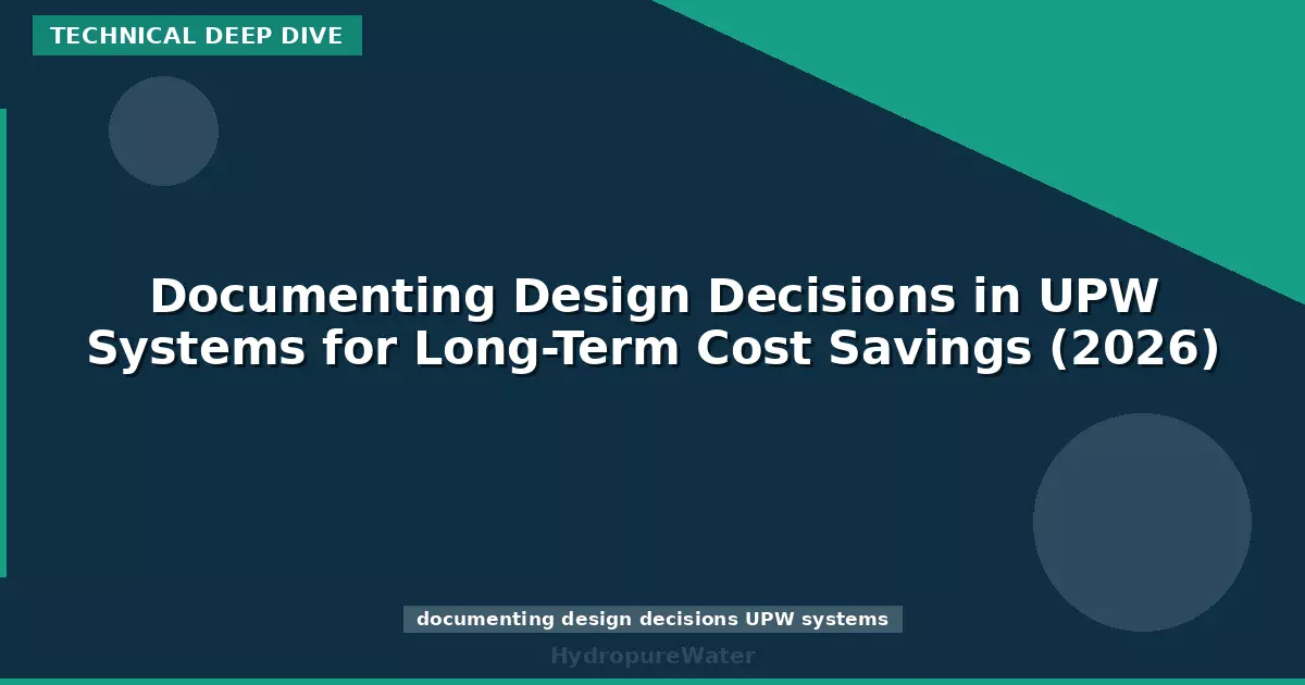 Documenting Design Decisions in UPW Systems for Long-Term Cost Savings (2026)