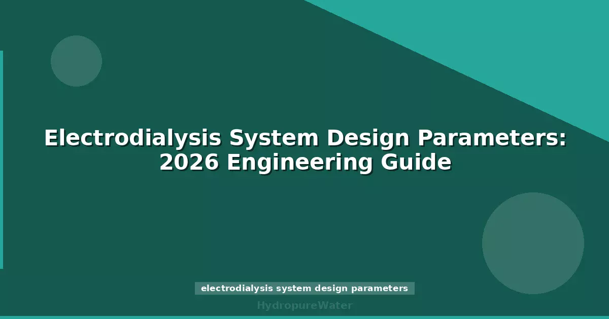 Electrodialysis System Design Parameters: 2026 Engineering Guide