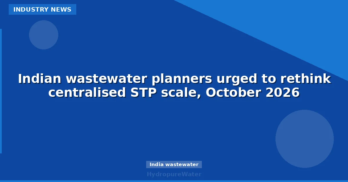 Indian wastewater planners urged to rethink centralised STP scale, October 2026