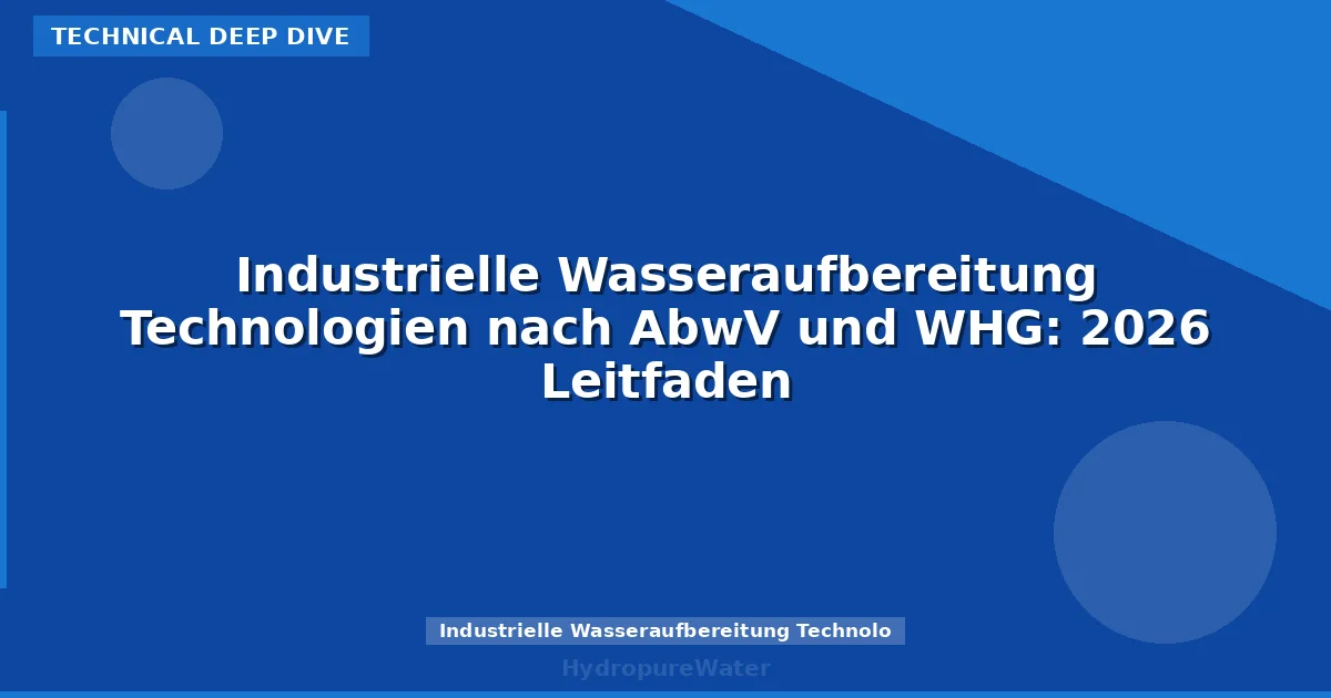 Industrielle Wasseraufbereitung Technologien nach AbwV und WHG: 2026 Leitfaden