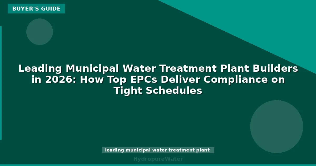 Leading Municipal Water Treatment Plant Builders in 2026: How Top EPCs Deliver Compliance on Tight Schedules
