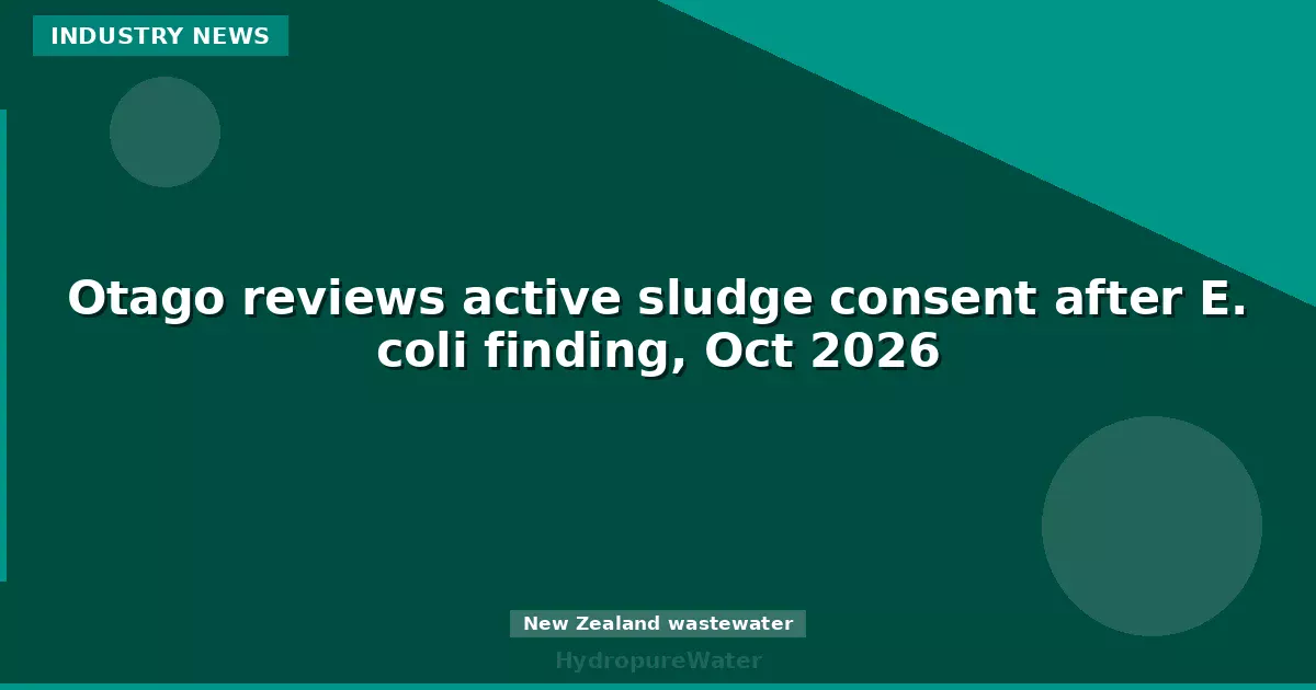 Otago reviews active sludge consent after E. coli finding, Oct 2026