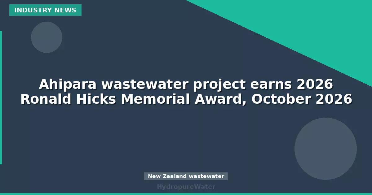 Ahipara wastewater project earns 2026 Ronald Hicks Memorial Award, October 2026