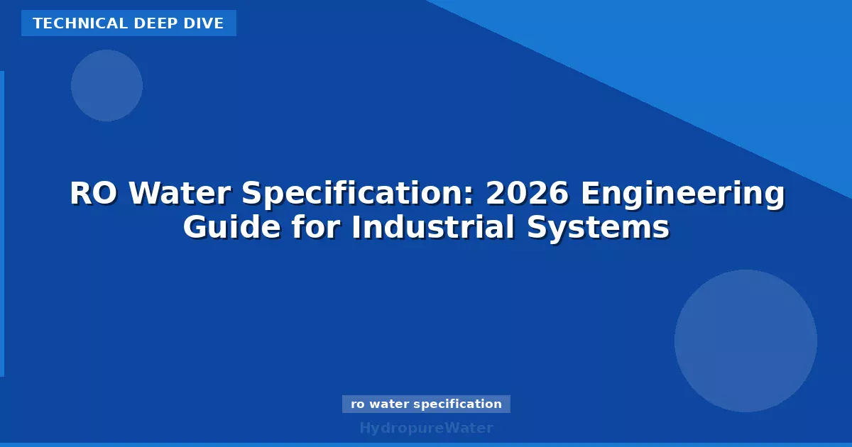 RO Water Specification: 2026 Engineering Guide for Industrial Systems