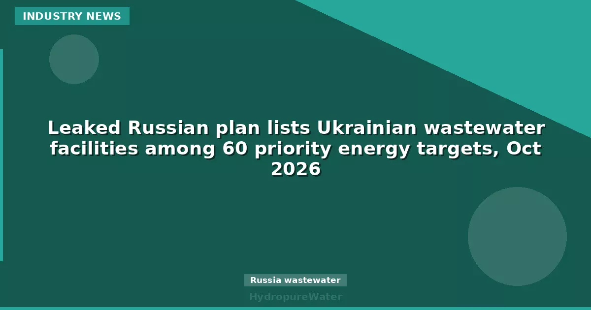 Leaked Russian plan lists Ukrainian wastewater facilities among 60 priority energy targets, Oct 2026