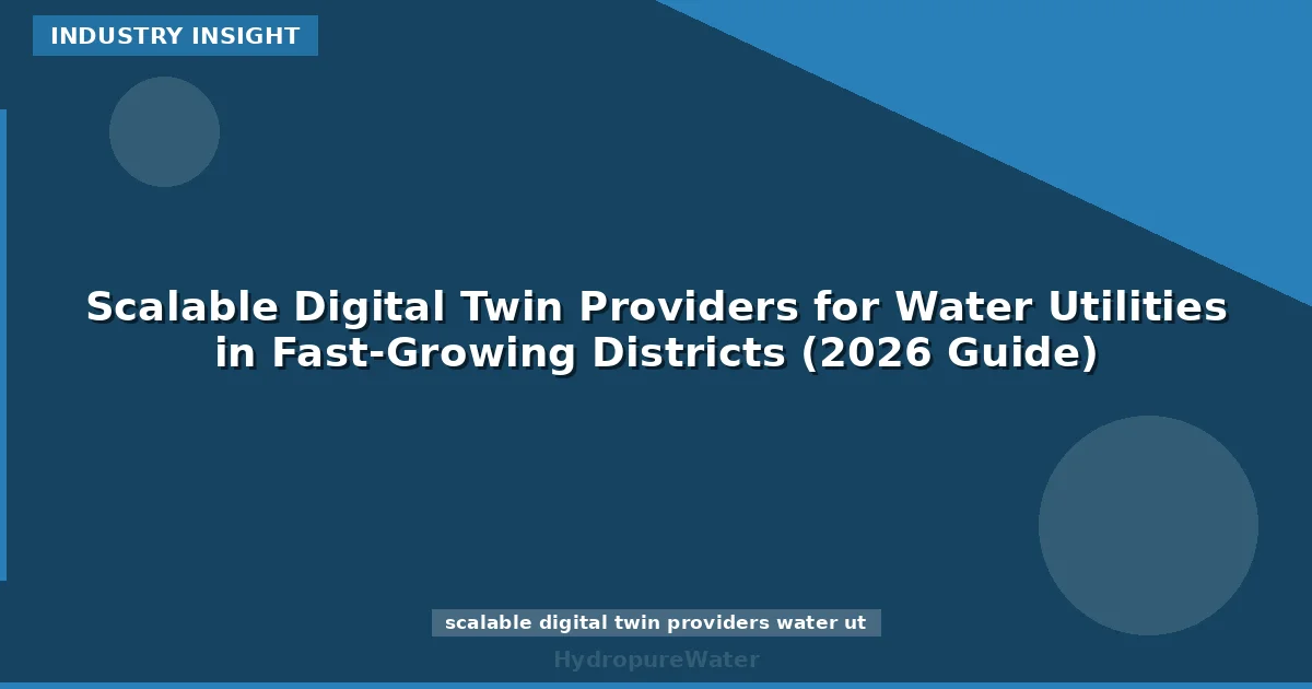 Scalable Digital Twin Providers for Water Utilities in Fast-Growing Districts (2026 Guide)