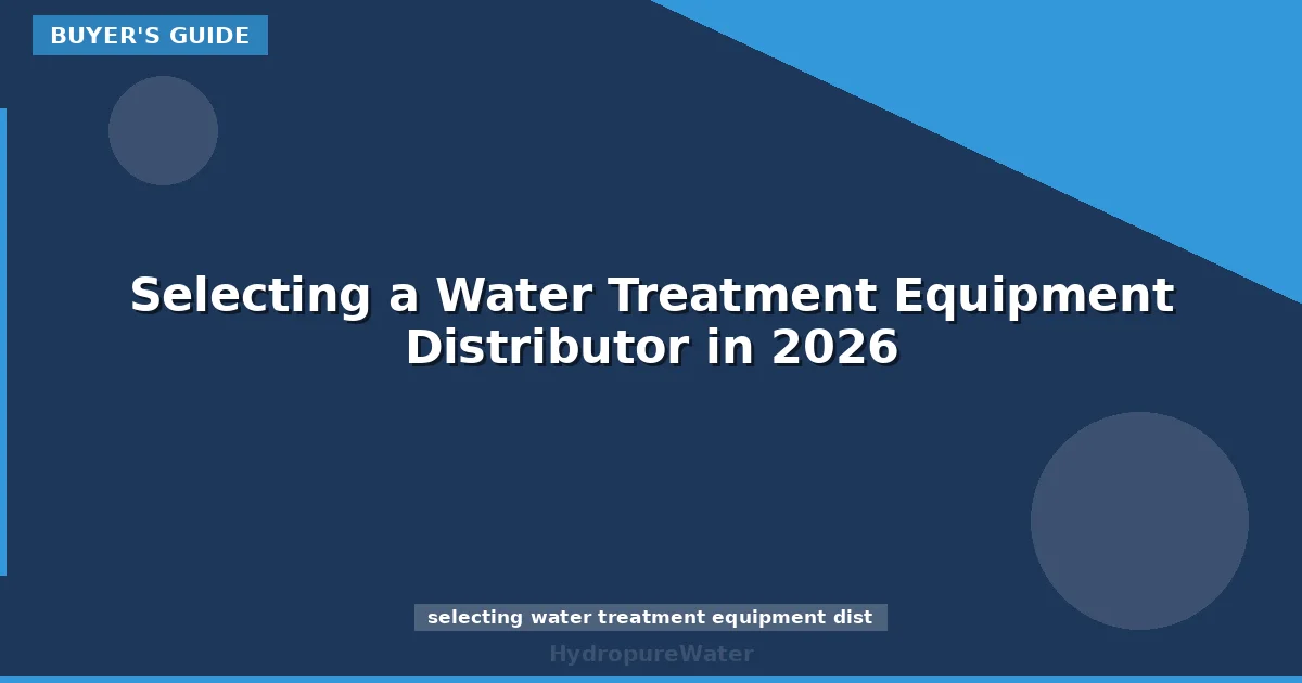 Selecting a Water Treatment Equipment Distributor in 2026