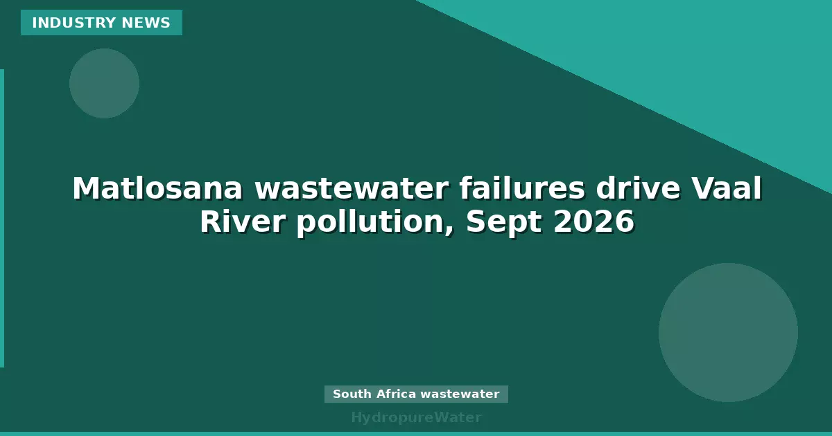 Matlosana wastewater failures drive Vaal River pollution, Sept 2026