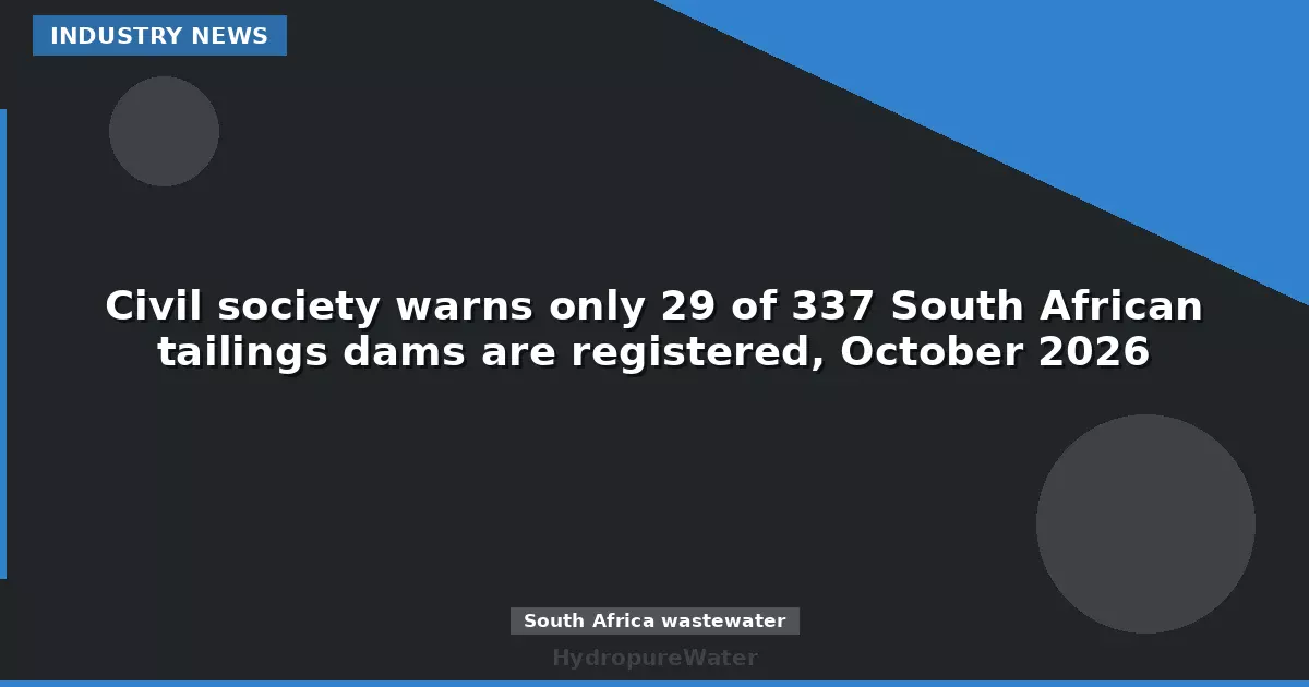 Civil society warns only 29 of 337 South African tailings dams are registered, October 2026