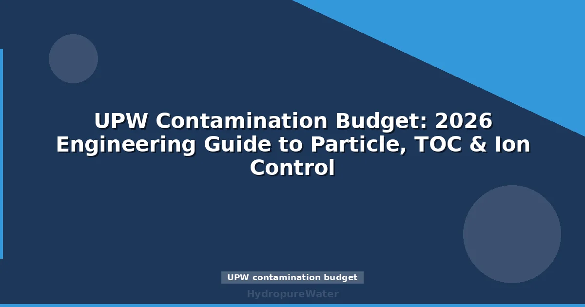 UPW Contamination Budget: 2026 Engineering Guide to Particle, TOC & Ion Control