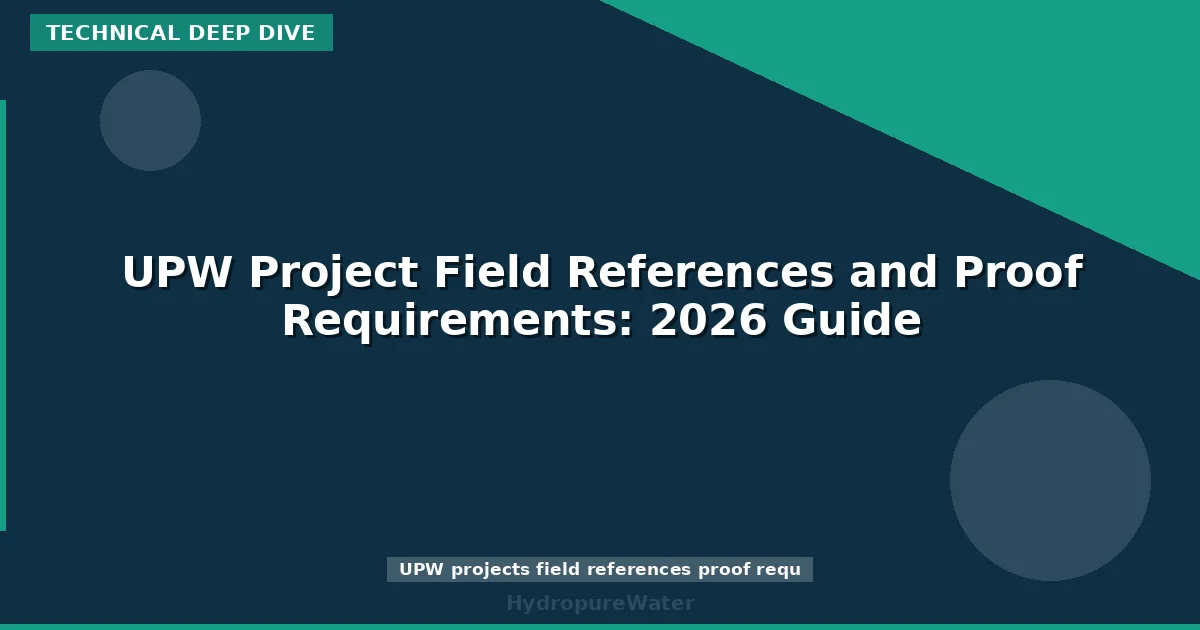 UPW Project Field References and Proof Requirements: 2026 Guide