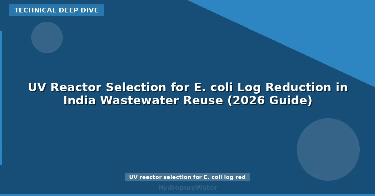 UV Reactor Selection for E. coli Log Reduction in India Wastewater Reuse (2026 Guide)